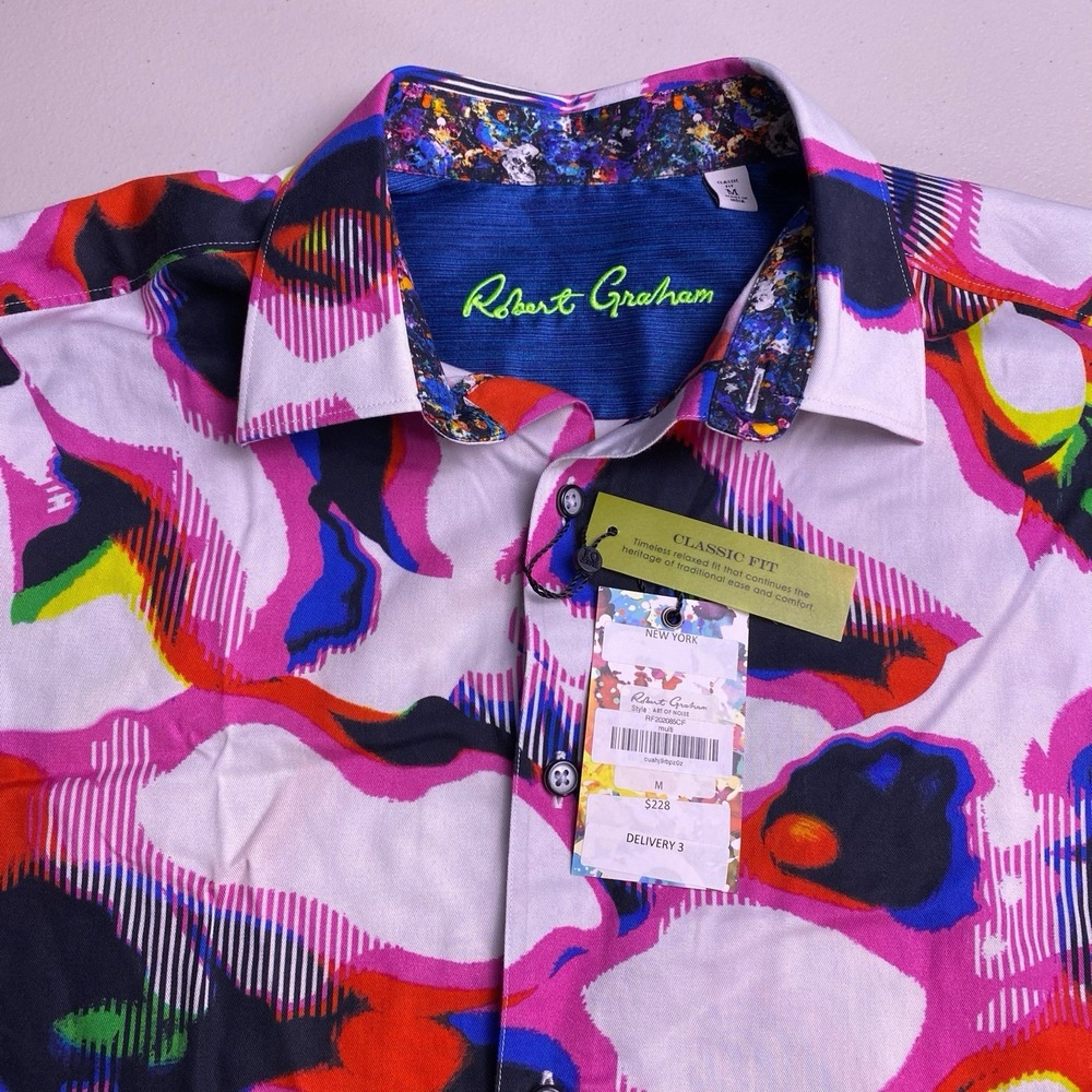 NEW Robert Graham Shirt M Mens Art of Noise Classic S/S Button Up Abstract